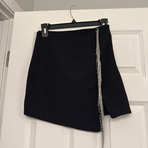 Zara Asymmetrical Skirt in Black with Rhinestone Accents